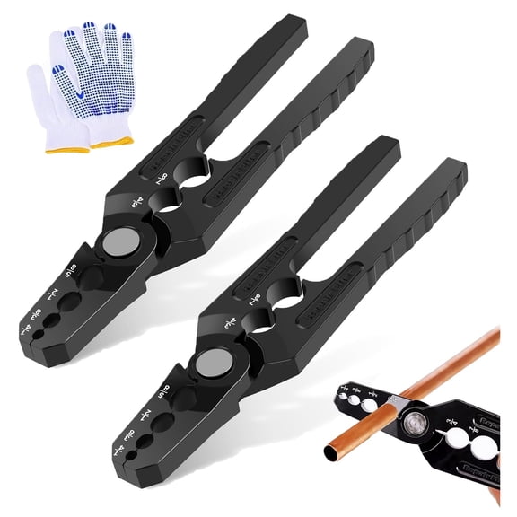 Copper Tube Rounder 6 Hole Aluminum Alloy Pipe Rounding Hand Tool, Manual Copper Pipe Bender Tool Hvac/Flat Pipes Repair Pliers, For 1/4", 3/8", 1/2", 5/8", 3/4" 7/8" Steel Tubing Straightener