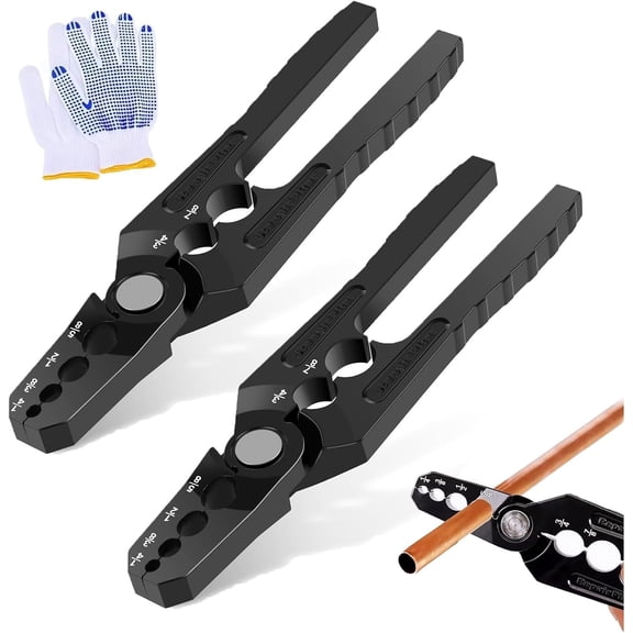 Copper Tube Rounder 6 Hole Aluminum Alloy Pipe Rounding Hand Tool,Manual Copper Pipe Bender Tool Hvac/Flat Pipes Repair Pliers,For 1/4", 3/8", 1/2", 5/8", 3/4" 7/8" Steel Tubing Straightener(2PCS)
