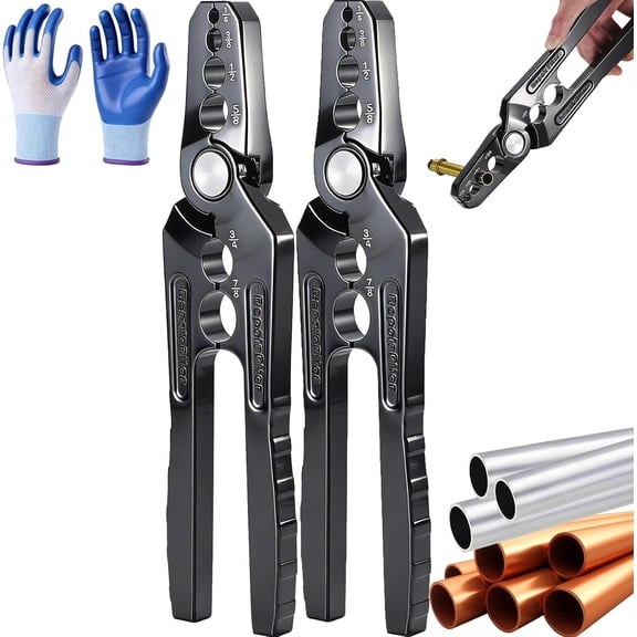Copper Tube Rounder,6-Hole Multi-Size Copper Pipe Repair & Rounding Tool, Manual Flat Tube Repair Plier,Pipe Rounding Tool for 1/4", 3/8", 1/2", 5/8", 3/4" 7/8" Aluminum Pipes(2PCS)
