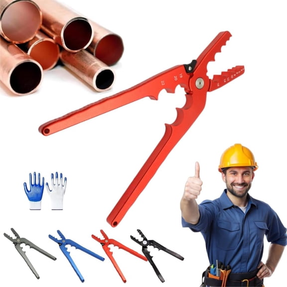 Copper Tube Rounder, 6 Hole Pipe Repair Pliers with Extended Lever Arm for 1/4in 3/8in 1/2in 5/8in 3/4in 7/8in Copper Aluminum Pipe(xw)