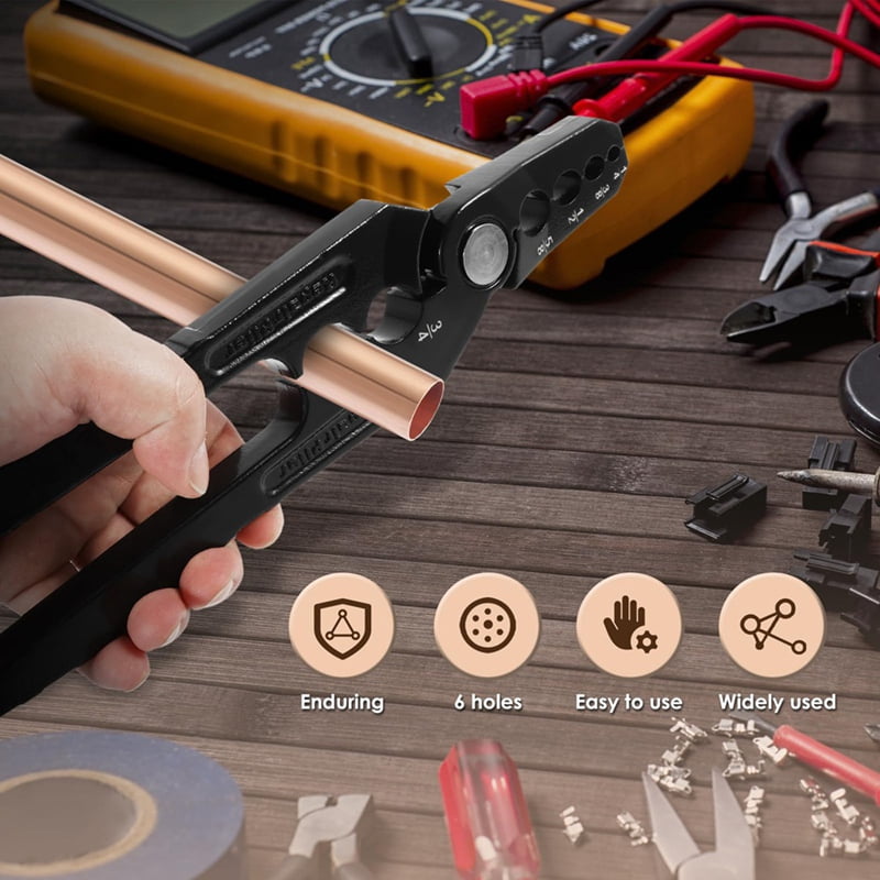 Copper Tube Rounder, Manual Pipe Rounding Plier with 6 Hole Design, Flat Tube Repair Plier, Copper Benders Tool