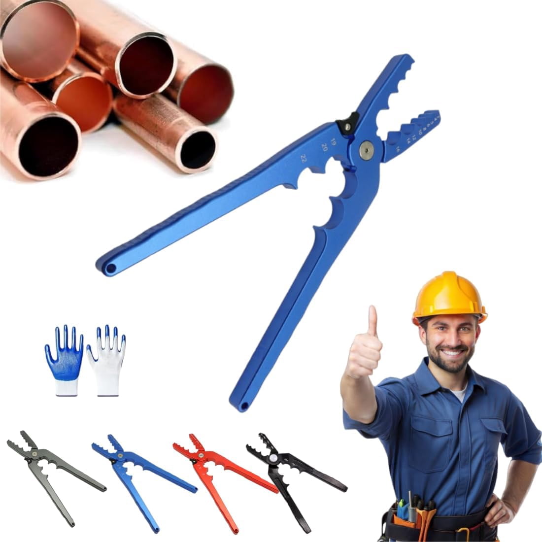 Copper Tube Rounder Pliers, 7-Hole Aluminum HVAC Pipe Repair Tool with Extended Lever for 1/8 to 7/8 Inch Tubing, Precision Plumbing Clamp(xw)