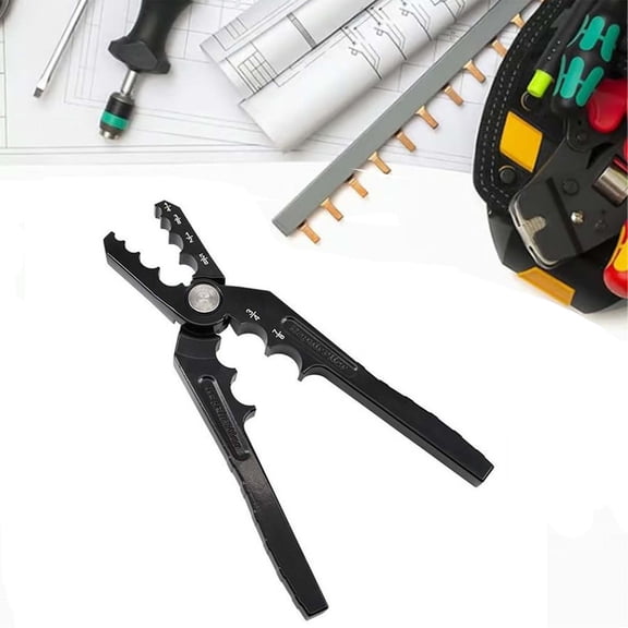 Copper Tube Rounder Pliers, Pipe Repair Tool with 6 Sizing Holes for 1/4 in to 7/8 in Tubing, Extended Lever Arm Pipe Rounding Pliers for Plumbing, HVAC, and Refrigeration Repairs