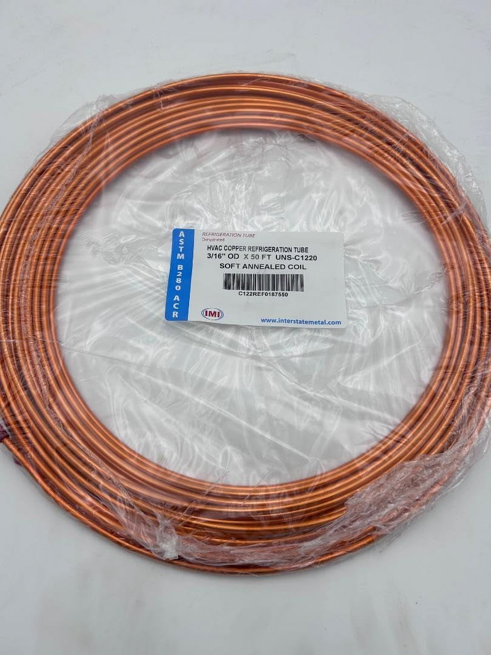 Copper Tubing 3/16 OD X 50 FT Refrigeration Copper Tubing ACR ASTM B280