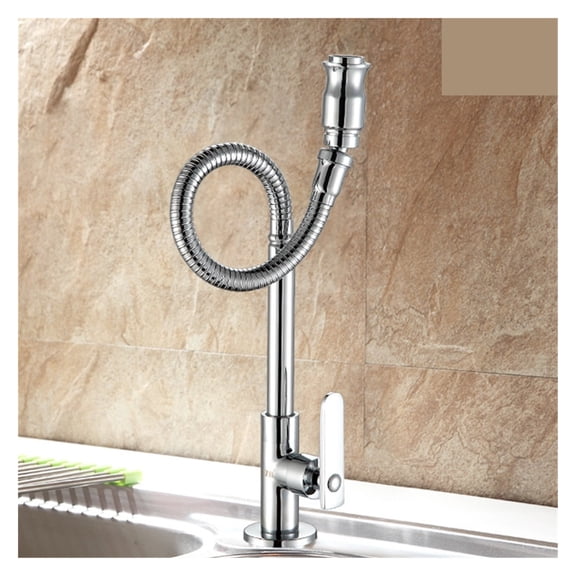Copper Universal Tube Single Cold Vertical Faucet Sink Wash Basin New Kitchen Faucet Home Folding Rotatable ,Easy to Install