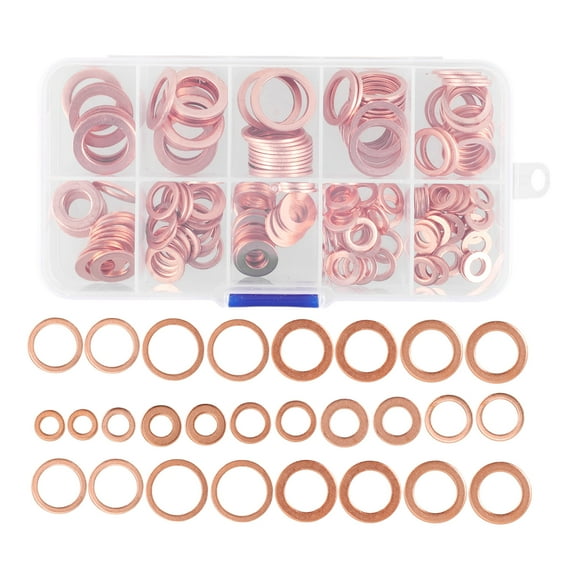 CIMAXIC 1Set Flat Washer Assortment Kit Copper Crush Washers for Machine Use