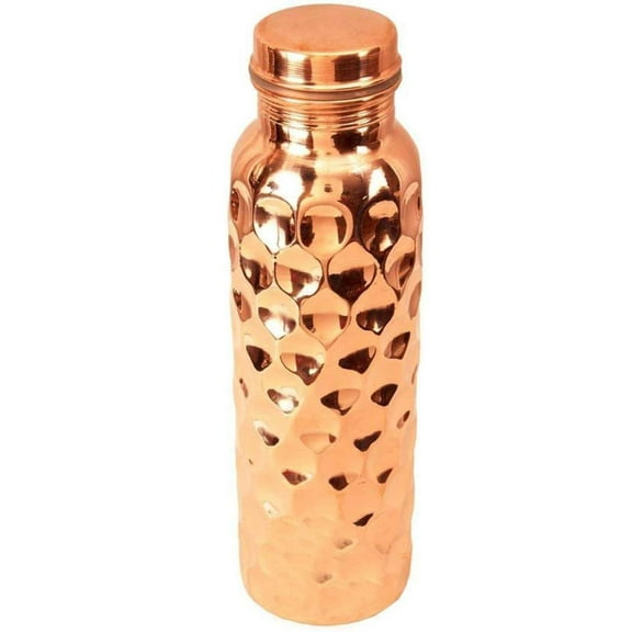 Copper Water Bottle Designer Water Bottle with Advanced Leak Proof Protection and Joint Less, Ayurveda and Yoga Health Benefits with Lacquer Coating (900 ML)