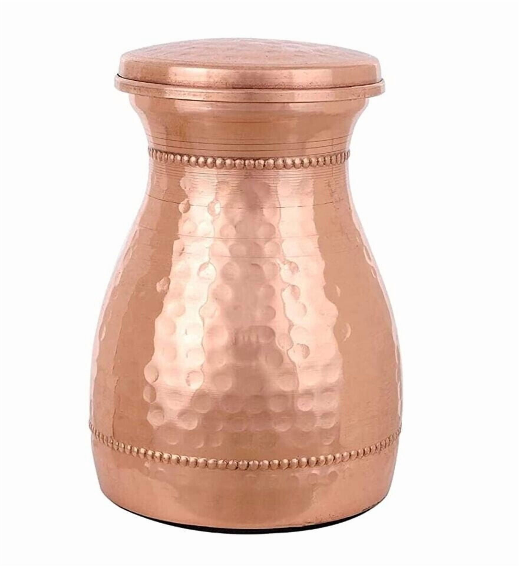 Copper Water Drinking Bottle Hammered Bedroom Jar Carafe Health Benefits 500 ML