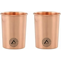 Copper Water Drinking Glass Set of 2 Ayurvedic Health Tumblers Copper Cups 10.14 Oz (300 ml) Plain