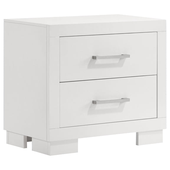 Copper White 2-Drawer Rectangular Nightstand with Bar Handle Pulls