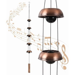 Copper Wind Chime 5 Temple Bells, Musically Tuned Feng Shui Chime for Home/Outdoor