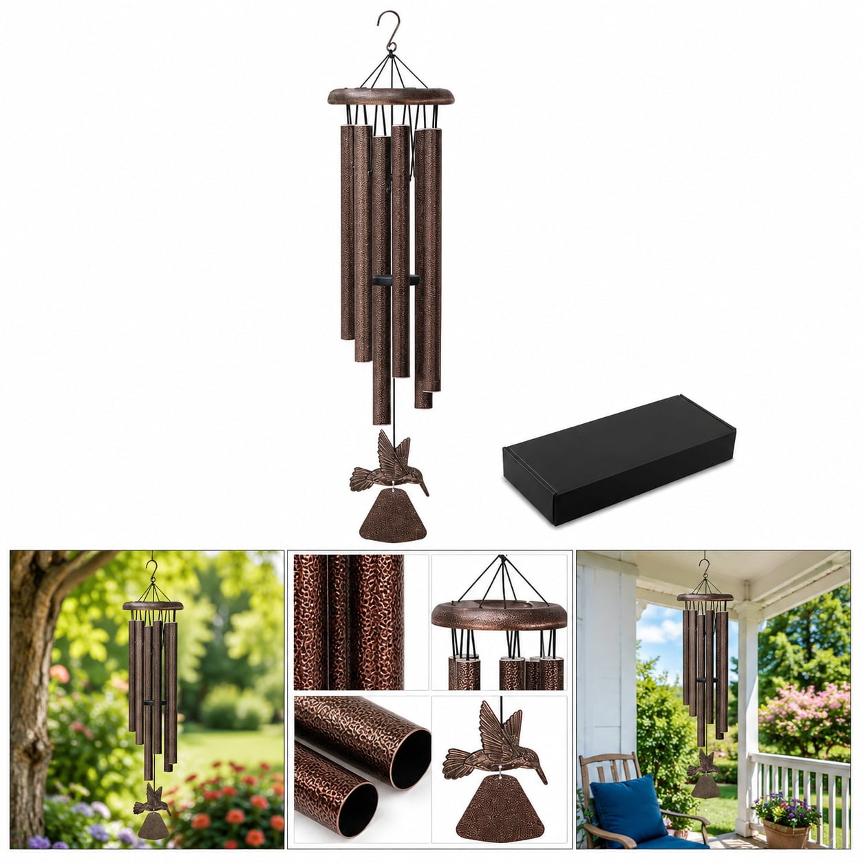 Copper Wind Chime with Decorative Pendant, Indoor &amp; Outdoor Garden ...
