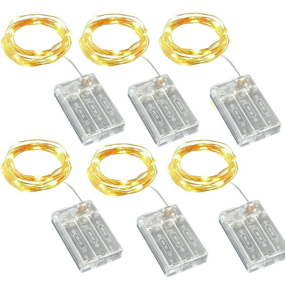 Copper Wire Fairy Twinkle String Lights, Warm White Mini Little Firefly Decorations For Mason Jar Wedding Christmas Tree Decor 16 Feet Set Of 6