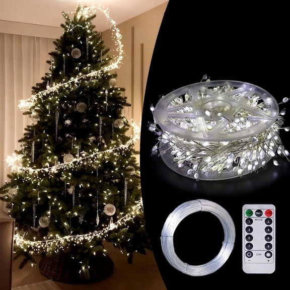 Copper Wire Firecracker Light String, LED Beaded Fairy Lights for Christmas Holiday Decoration, Flexible Copper Wire Atmosphere Lights
