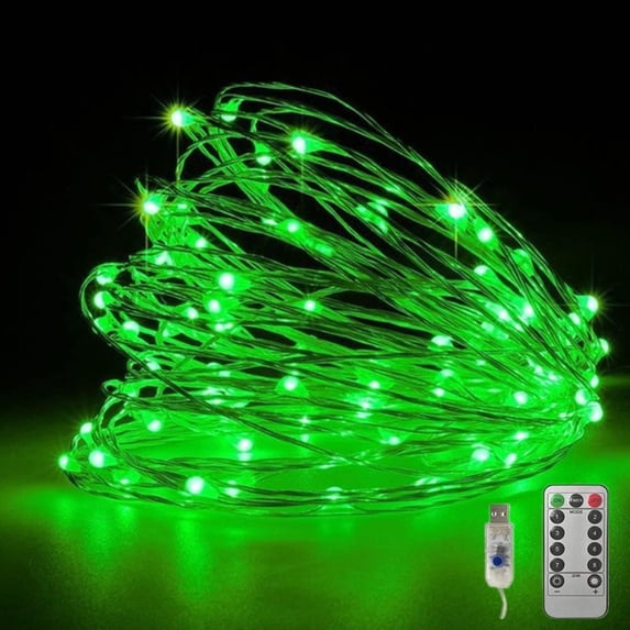 Copper Wire String Lights USB Powered LED Fairy Lights 8 Modes with Timer Remote Control for Home Bedroom Birthday Party Wedding Christmas Festival Decor (32.8ft 100leds, Green)