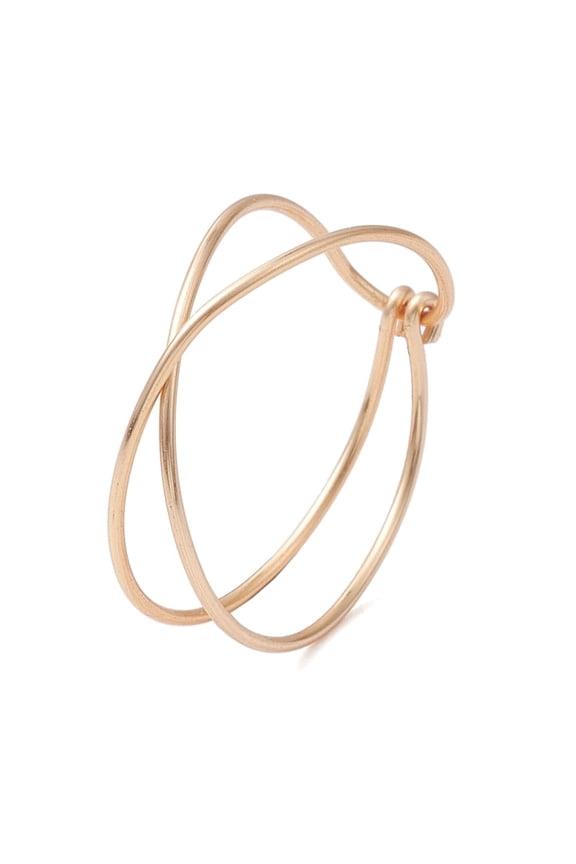 Copper Wire Wrapped Criss Cross Finger Rings Light golden 6mm Inner Diameter: 19mm 10pcs/set