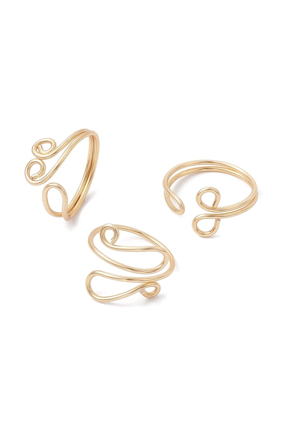 Copper Wire Wrapped Toe Open Ring Cuff Toe Ring for Women Golden 9~14mm Inner Diameter: 14~15.3mm 3pcs/set diy
