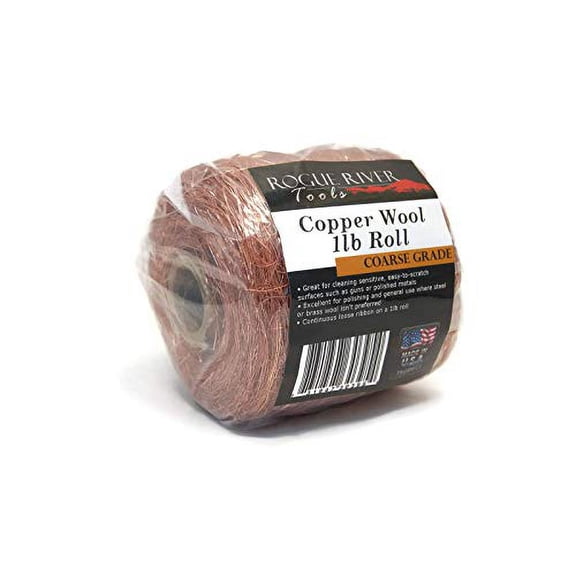 Copper Wool COARSE Grade - 1lb Roll - by Rogue River Tools. CHOOSE GRADE! Made in USA, Pure Copper