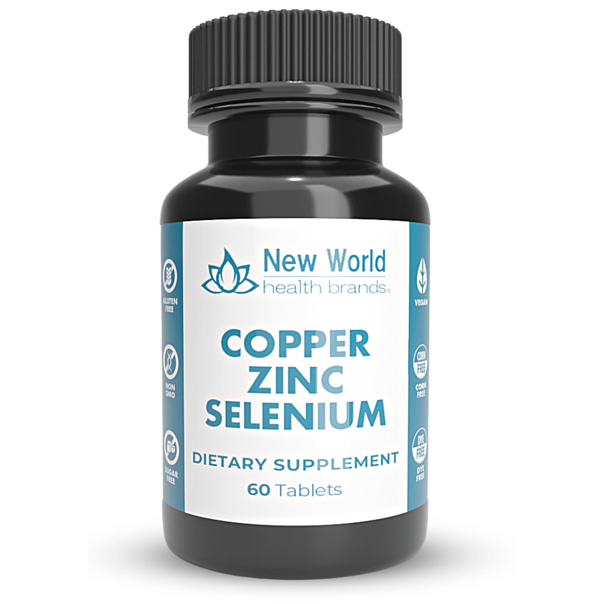 Copper Zinc Selenium 3 in 1 Mineral Supplement 60 Tablets New World Health Brands