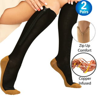 BLUEENJOY Zipper Compression Socks - 2 Pairs 15-20mmHg Open Toe Toeless  Compress