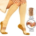 thumbnail image 1 of Copper Zipper Compression Socks w/ Closed Toe Knee High Support Stockings - Soft, Breathable Compression Socks For Support, Reduce Swelling & Better Circulation - Nude X-Large, 1 of 5