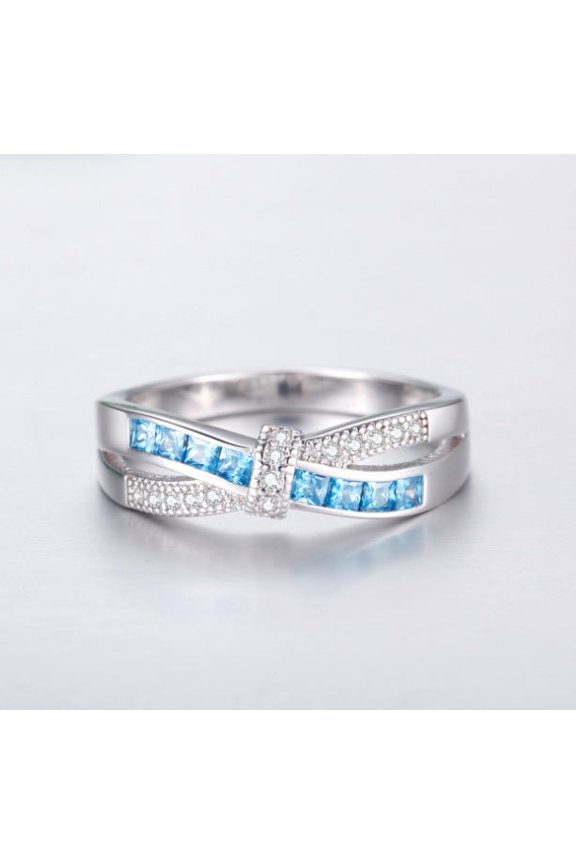 Copper Zircon Princess Wedding Engagement Ring With Platinum Inlay In White Gold Tone Sizes 6 7 8 9 Korean Style Design