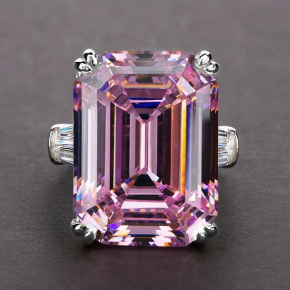 Copper Zircon Ring for Women Rectangular Elegant Fashion Jewelry for Everyday Wear and Occasions Beautiful Sheen Finish