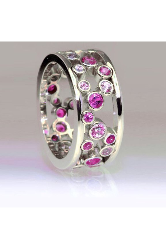 Copper Zirconia Ring Full Circle Inlaid Hollow Design Ladies Jewelry Elegant Durable Accessory For Women Style