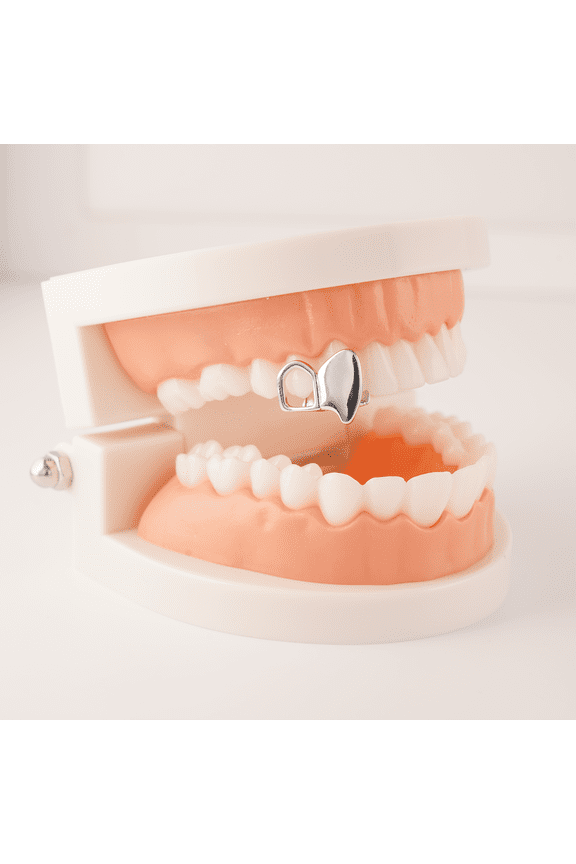 Copper Zirconia Star Cutout Fang Grillz Single Piece,Gold Plated Canine Tooth Cap with Hollow Star Design,Hip Hop Party Dental Jewelry for Men & Women