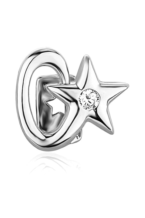 Copper Zirconia Star & Heart Tooth Grillz Single Piece, Gold or Silver Tone Iced Dental Jewelry for Men & Women, Hip Hop Party Costume Teeth Cap