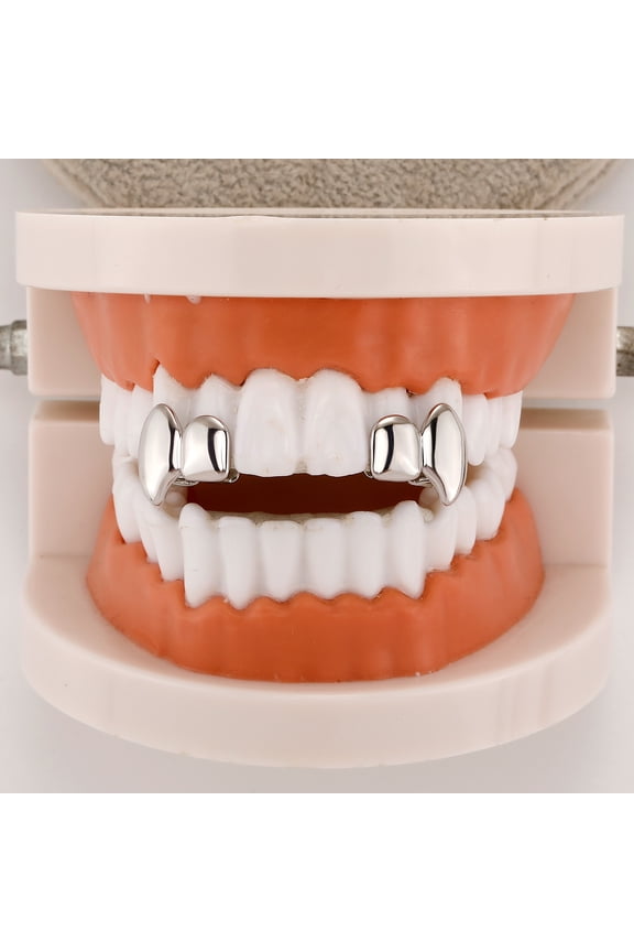 Copper Zirconia Teardrop Tooth Grillz Single Piece, Gold or Silver Tone Smooth Surface Design, Hip Hop Party Dental Jewelry for Men & Women