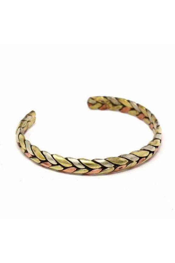 Copper and Brass Cuff Bracelet Healing Trinity DZI