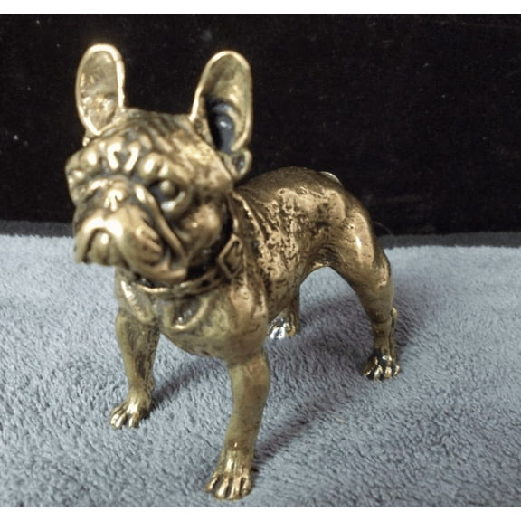 Copper art Ferocious brass dog statue, Wild anmimal sculpture, Big dog Zodiac dog Mini miniature pet dog French Bulldog table decor fs004