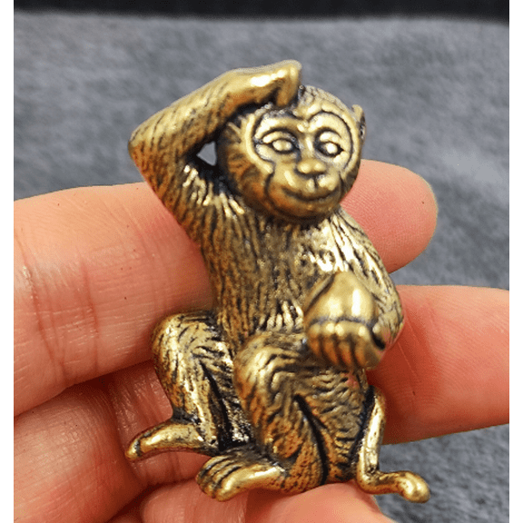 Copper art luckly brass Ferocious red copper Monkey Statue Figure Statue ornaments luckly monkey mini,FengShui wealthy Art Graden Yard toy