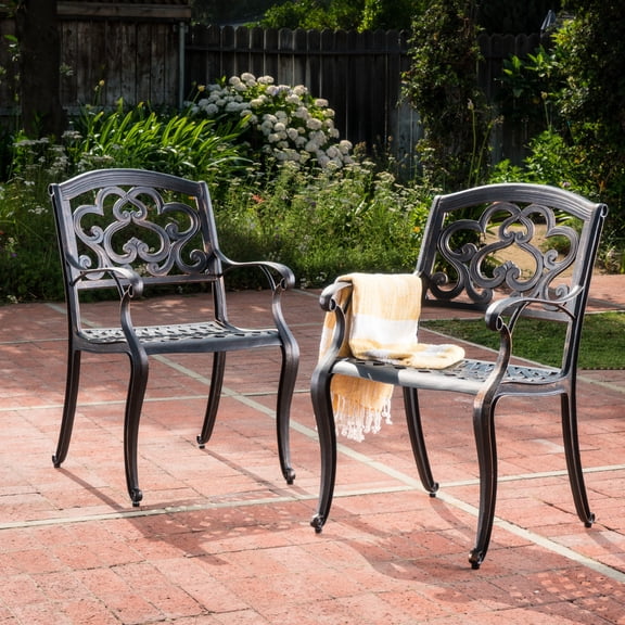 Copper - colored Cast Aluminum - Comfort & Anti Rust - Patio Space - Set of Two Chairs