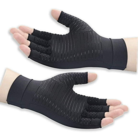 Copper-infused, Anti-Swelling, Carpal Tunnel Friendly, Typing Support & Joint Comfort - Medium Size Women's & Men's Hand Relief Gloves
