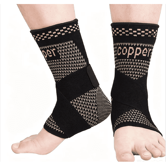 Copper Ankle Brace, Plantar Fasciitis Relief Brace, Foot Pain Relief, Arthritis Foot Sleeve, Ankle Stabilization Brace [L]