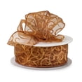 thumbnail image 1 of Copper with Copper Glitter Swirls Sheer Wired Ribbon, 2-1/2"x50 yard, 1 of 8