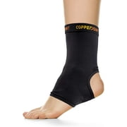 CopperJoint Ankle Compression Sleeve for Men and Women - Planter Fasciitis Compression Foot Sleeve for Athletes - Copper Ankle Brace Supports Pain Relief, Arthritis, Tendonitis - Black - Single - XXL