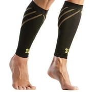 CopperJoint Compression Calf Sleeves for Men and Women | High Performance Leg Compression Sleeve for Athletes | Footless Shin Splints Pain Relief Socks | Unisex | Black | Pair | Medium