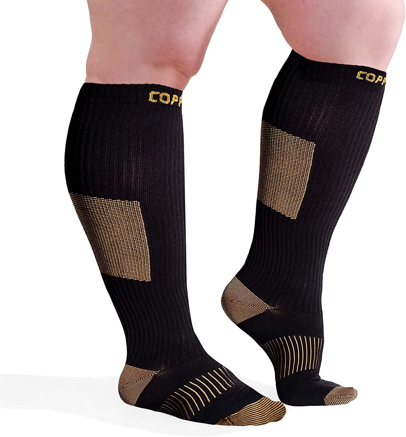 CopperJoint Copper Compression Socks - Knee High Socks for Men and Women -  15-20 mmHg Zipperless Long Compression Stocking for Nurses, Running Hiking