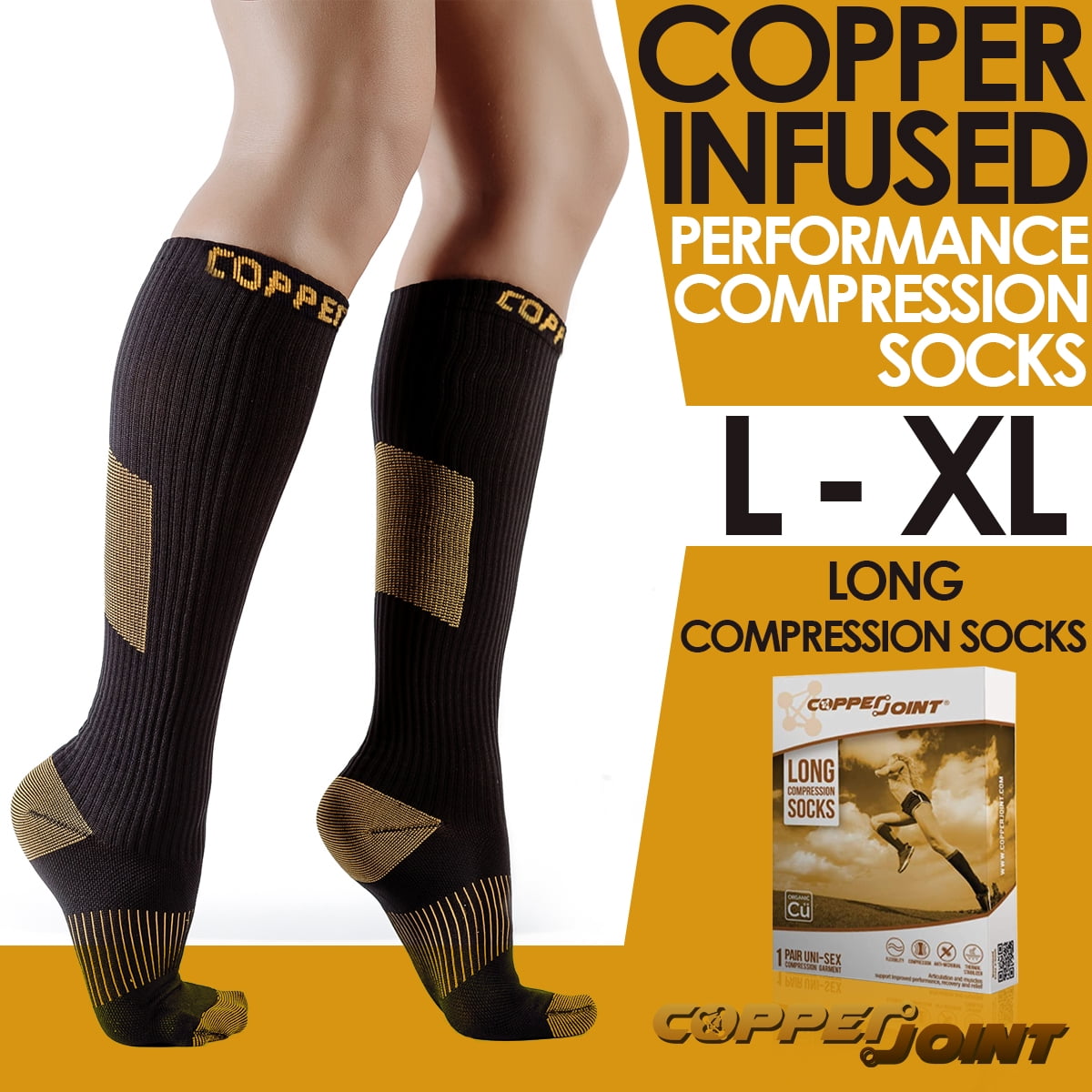 Copper Fit Ice Knee Compression Sleeve Infused with Menthol and CoQ10 L/XL  Black - General Maintenance & Diagnostics Ltd