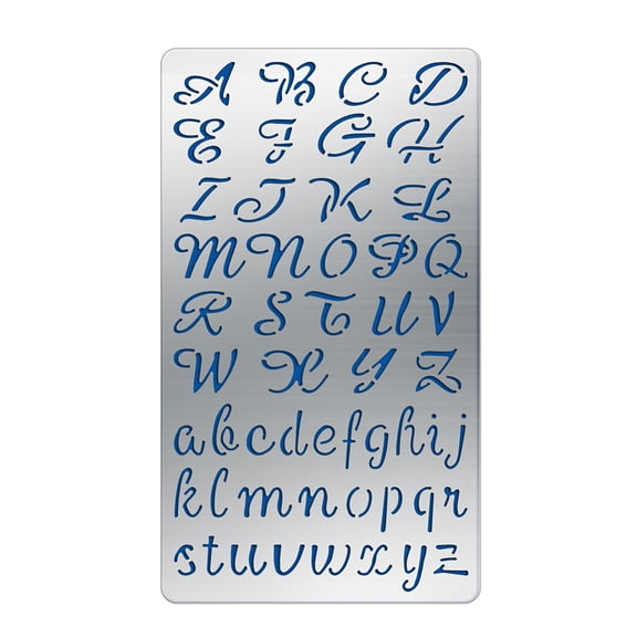 Copperplate Alphabet Number Pattern Stainless Steel Stencils 7x4Inch Alphabet Metal Stencil Templates Tool for Wood Burning Embossing Engraving and Scrapbooking DIY