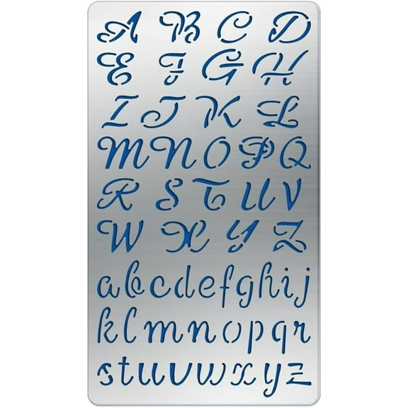 Copperplate Alphabet Number Pattern Stainless Steel Stencils 7x4Inch Alphabet Metal Stencil Templates Tool for Wood Burning Embossing Engraving and Scrapbooking
