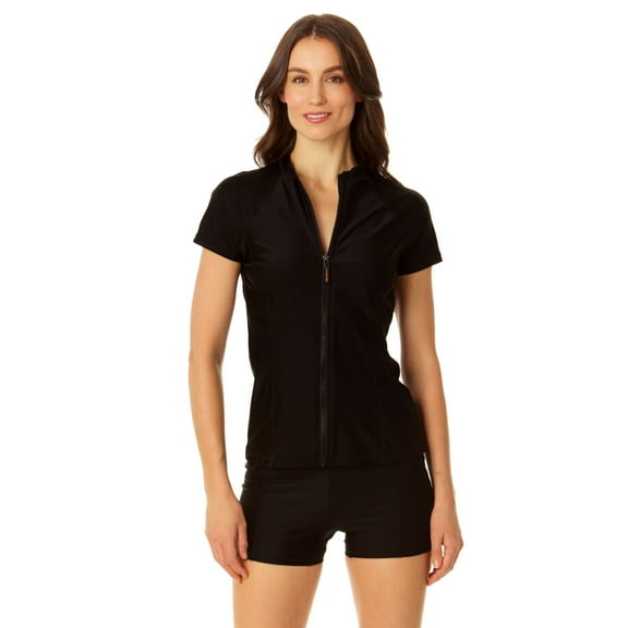 Coppersuit - Women's Short Sleeve Zip Front Rashguard Top