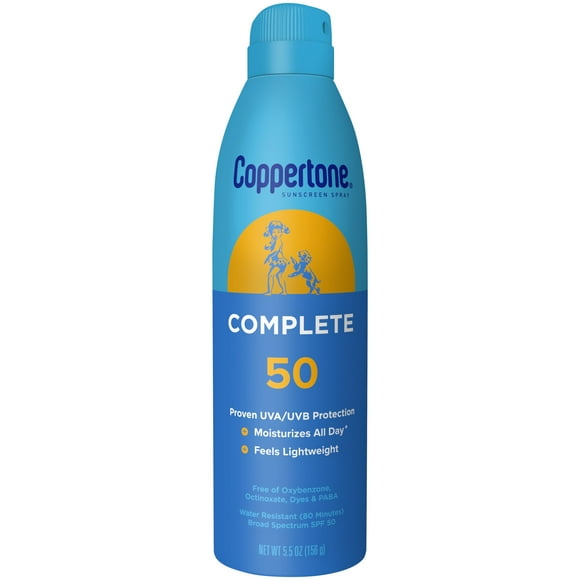 Coppertone Complete Sunscreen Spray, SPF 50 Spray Sunscreen, 5.5 oz