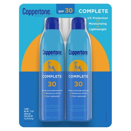 Coppertone Complete Sunscreen Spray SPF 30, 7.3 oz, 2-pack