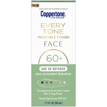 Coppertone Every Tone Invisible Finish Age UV Defense Face Sunscreen Lotion, SPF 60+, 1.7 fl oz