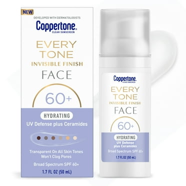 Coppertone Every Tone Invisible Finish Hydrating Face Sunscreen SPF 60+, Mother's Day Gifts, 1.7 fl oz