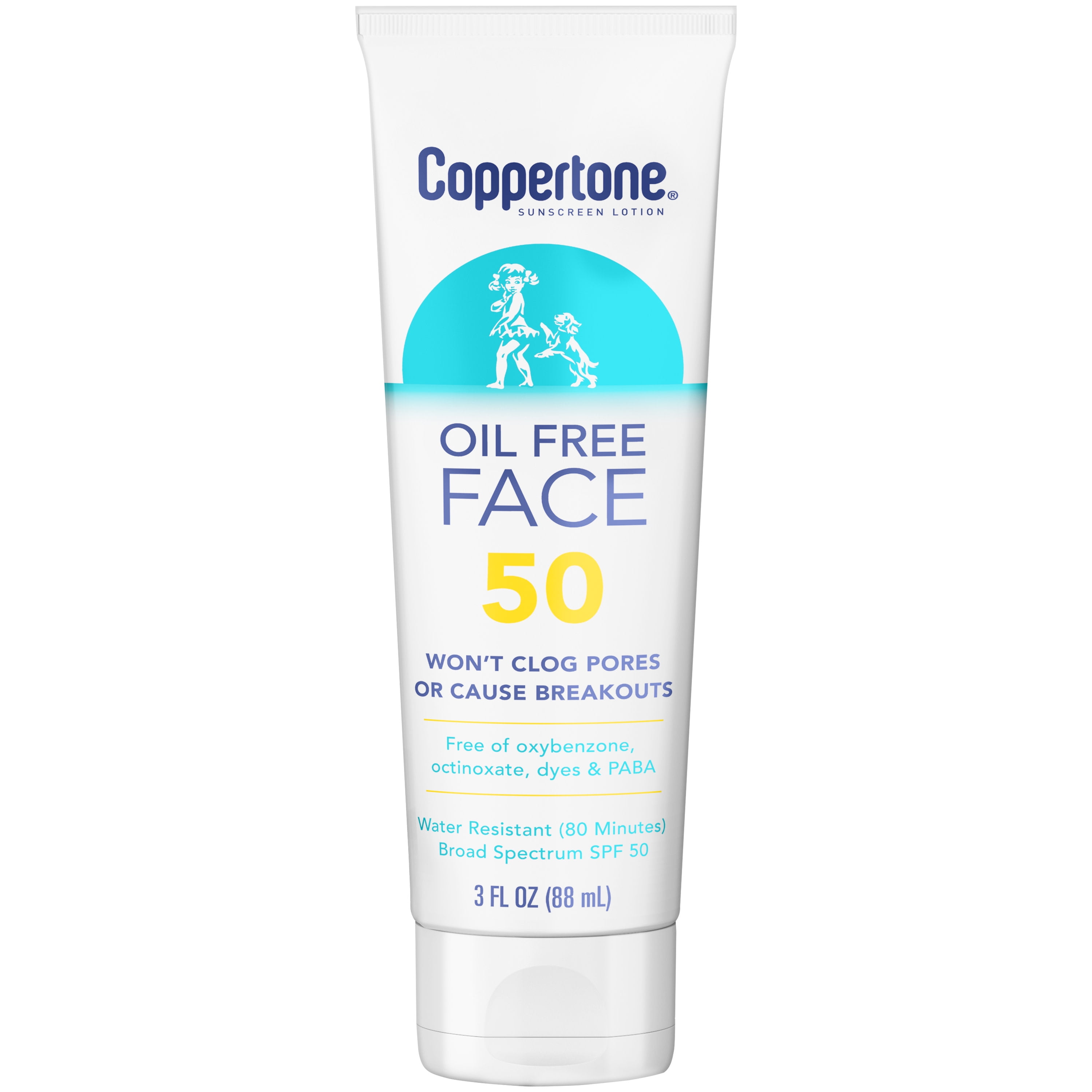 Coppertone Face SPF 50 Oil Free Sunscreen Lotion, for Face, fl. -